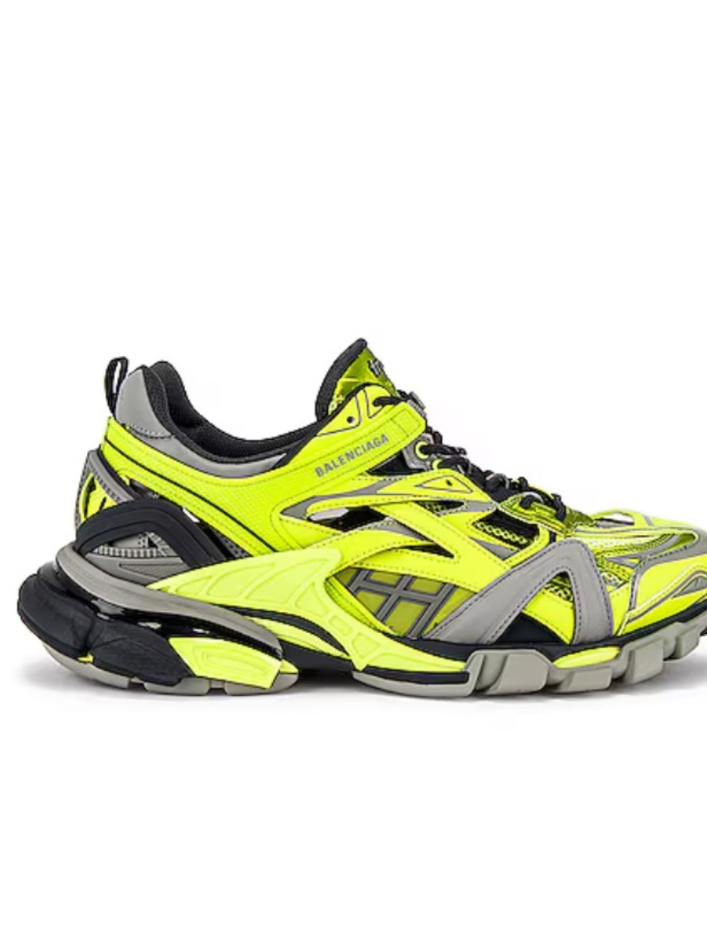Balenciaga Unisex Neon Yellow and Gray Track 2 Open Sneakers size men 8.5 w 9.5